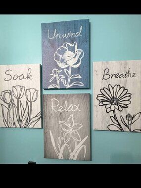 🛁 4-Piece Bathroom Canvas Wall Art – Calm & Relaxing Spa Vibes 🌿